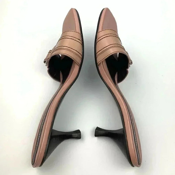Nine West Yara heels sz 6 mauve pink leather square toe slides vintage 90s y2k - Picture 5 of 11